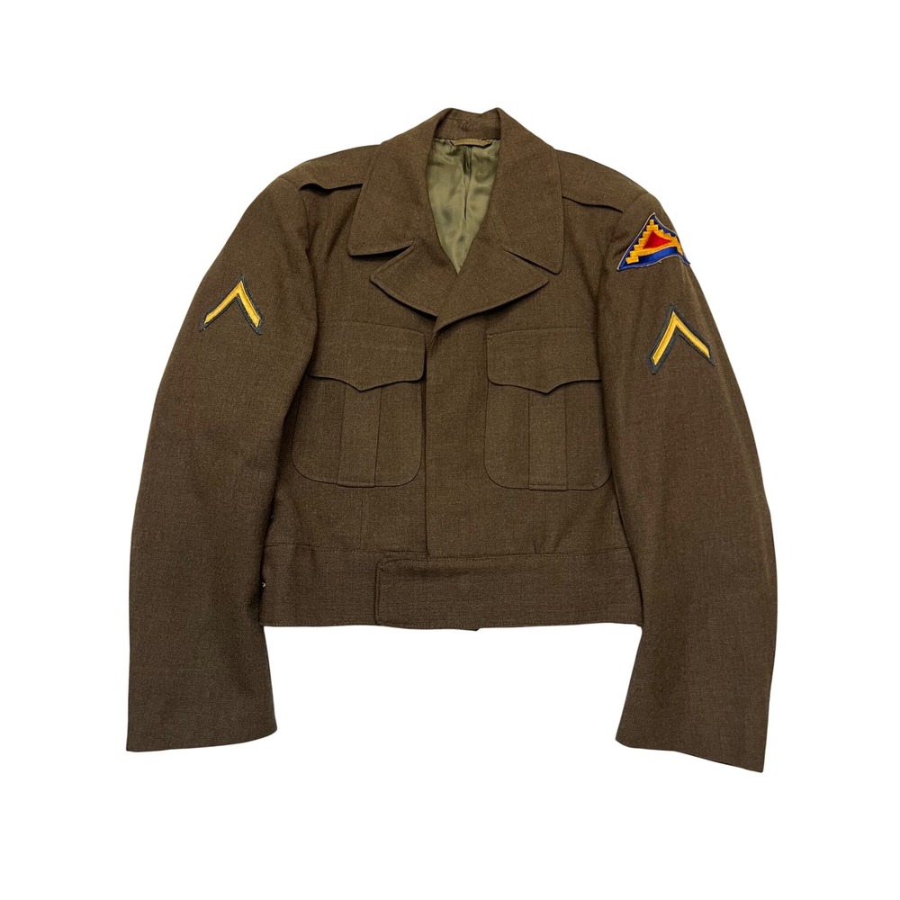Vintage 1940s WWII US Army Ike Jacket 7th Army PFC Wool Military Uniform 36R (S)